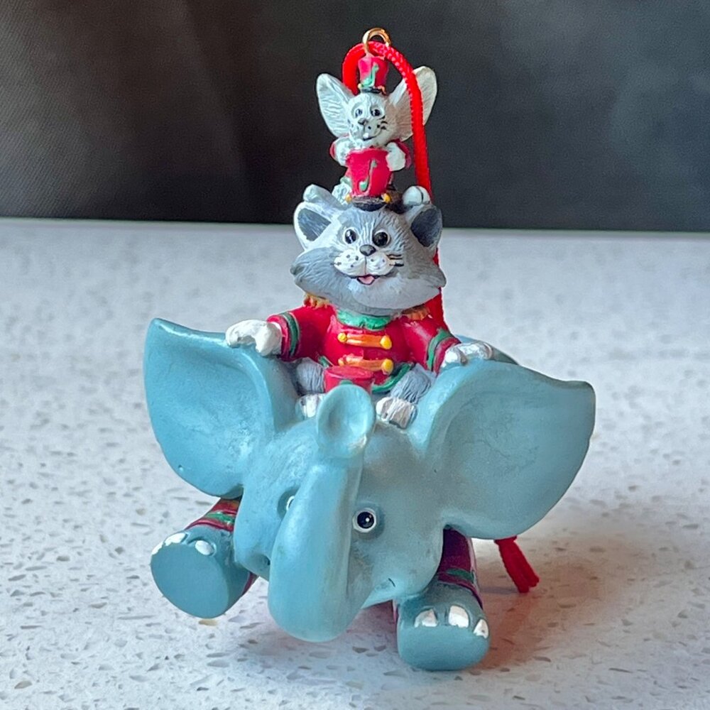 Cat & Mouse On Elephant Hanging Ornament